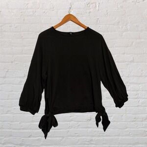 Banana Republic Black Tie Hem Raglan Sleeve Textured Top Medium